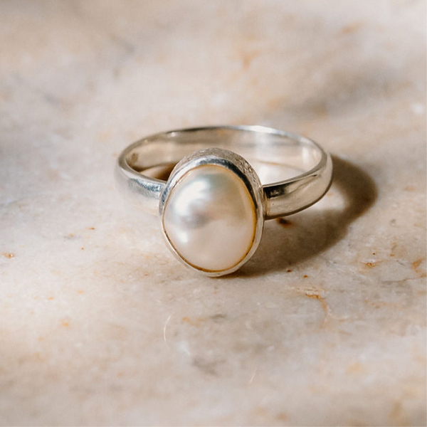 Sterling Silver Keshi Pearl Ring