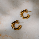 Gold Plate Pearl Hoops