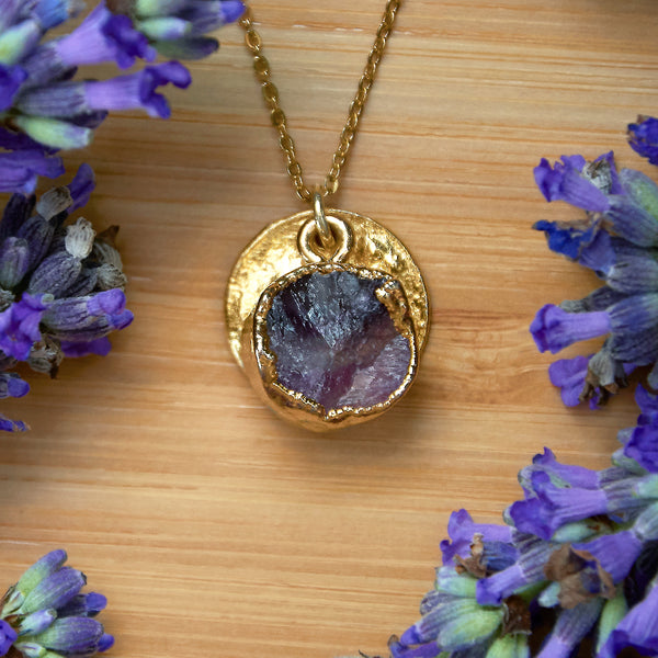 Gold Plate Amethyst Necklace