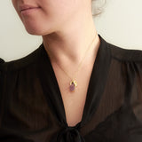 Gold Plate Amethyst Teardrop Necklace