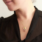 Gold Plate Rose Quartz Teardrop Necklace