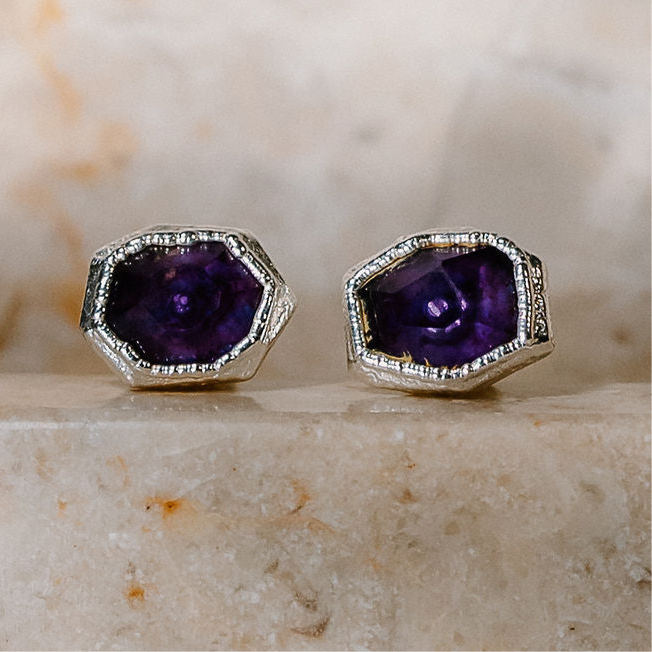 Amethyst Studs in Sterling Silver