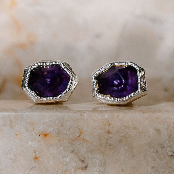 Amethyst Studs in Sterling Silver
