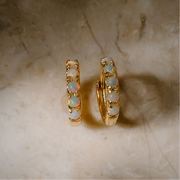 Gold Vermeil Opal Huggies