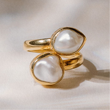 Gold Vermeil Keshi Pearl Double Ring