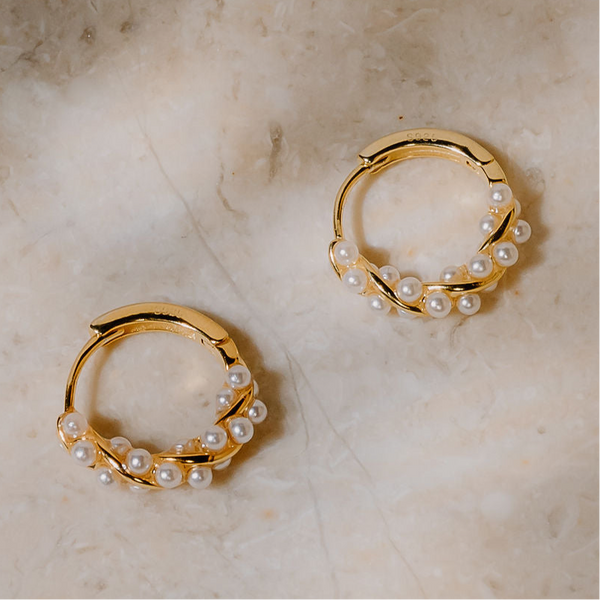 Gold Vermeil Pearl Twist Hoops