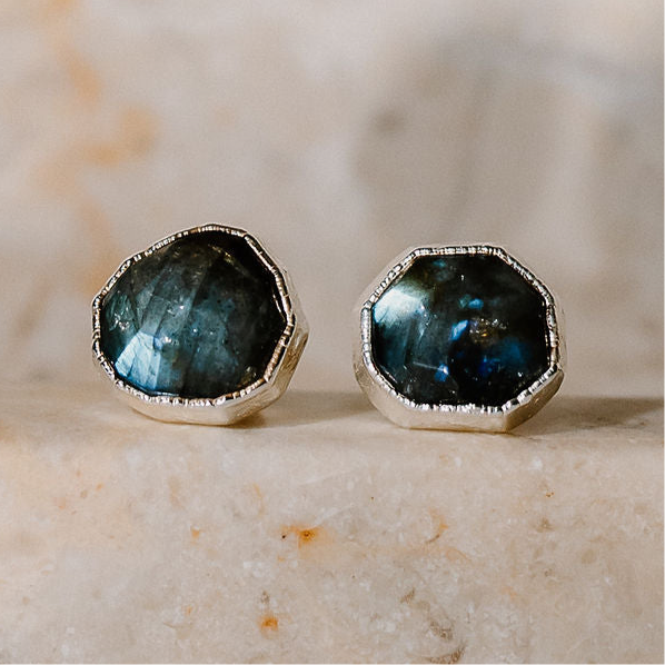 Labradorite Studs in Sterling Silver