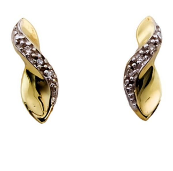 9ct Gold 2 Tone Diamond Stud Earrings