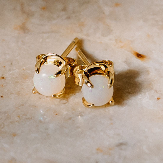 Gold Vermeil Opal Studs