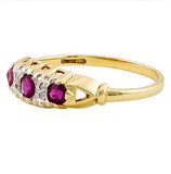 9ct Gold Ruby & Diamond Boat Ring Size R