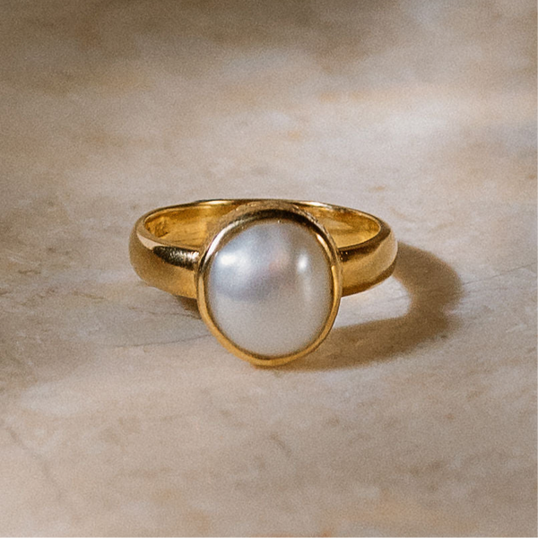 Gold Vermeil Keshi Pearl Ring