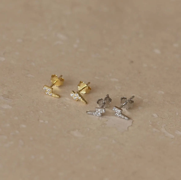 Gold Vermeil Lightening Bolt Micro Studs