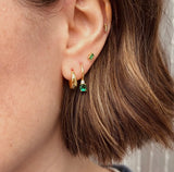 Oblong Emerald Studs in Sterling Silver