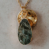 Gold Plate Labradorite Teardrop Necklace