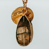 Gold Plate Labradorite Teardrop Necklace