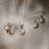 Sterling Silver Keshi Double Pearl Ring