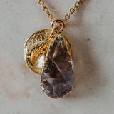 Gold Plate Amethyst Teardrop Necklace