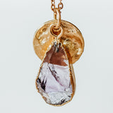 Gold Plate Amethyst Teardrop Necklace