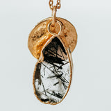 Gold Plate Rutilated Quartz Teardrop Necklace