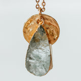 Gold Plate Aquamarine Teardrop Necklace