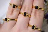 October | Black Tourmaline Stacking Ring in Gold Vermeil