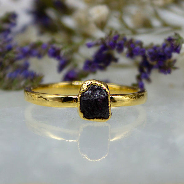 January | Garnet Stacking Ring in Gold Vermeil