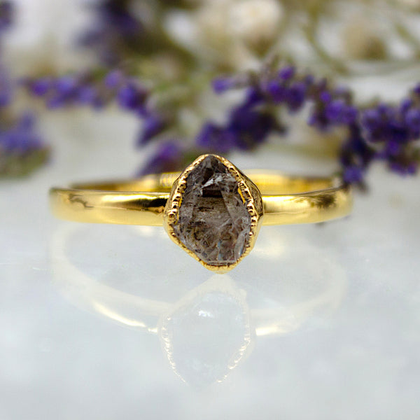 April | Herkimer Diamond Stacking Ring in Gold Vermeil