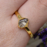 April | Herkimer Diamond Stacking Ring in Gold Vermeil