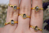April | Herkimer Diamond Stacking Ring in Gold Vermeil