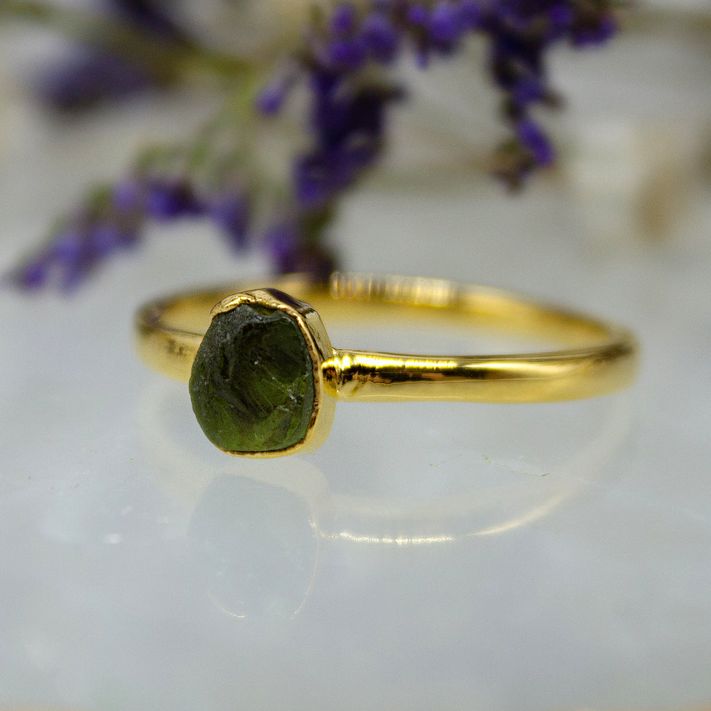 August | Peridot Stacking Ring in Gold Vermeil