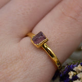 September | Pink Tourmaline Stacking Ring in Gold Vermeil