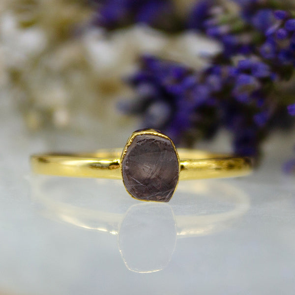 January | Rose Quartz Stacking Ring in Gold Vermeil