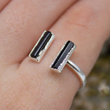 Black Tourmaline Double Ring in Sterling Silver