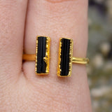 Black Tourmaline Double Ring in Gold Vermeil