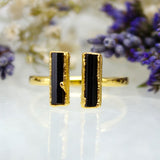 Black Tourmaline Double Ring in Gold Vermeil