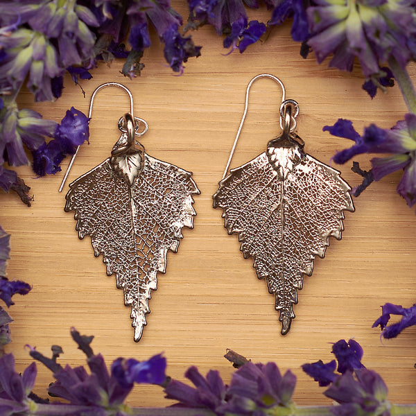 Birch Platinum Leaf Earrings