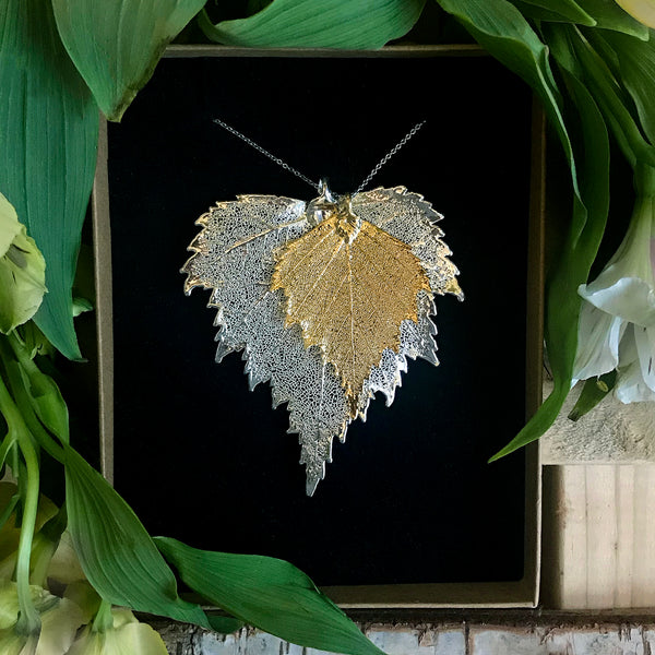 Birch Gold Plate and Silver Plate Leaf Duo