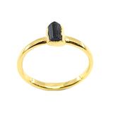 October | Black Tourmaline Stacking Ring in Gold Vermeil