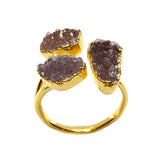 Druzy Triple Ring in Gold Vermeil, UK R - S