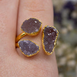 Druzy Triple Ring in Gold Vermeil, UK R - S