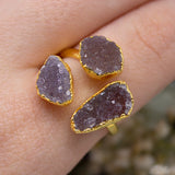 Druzy Triple Ring in Gold Vermeil, UK R - S
