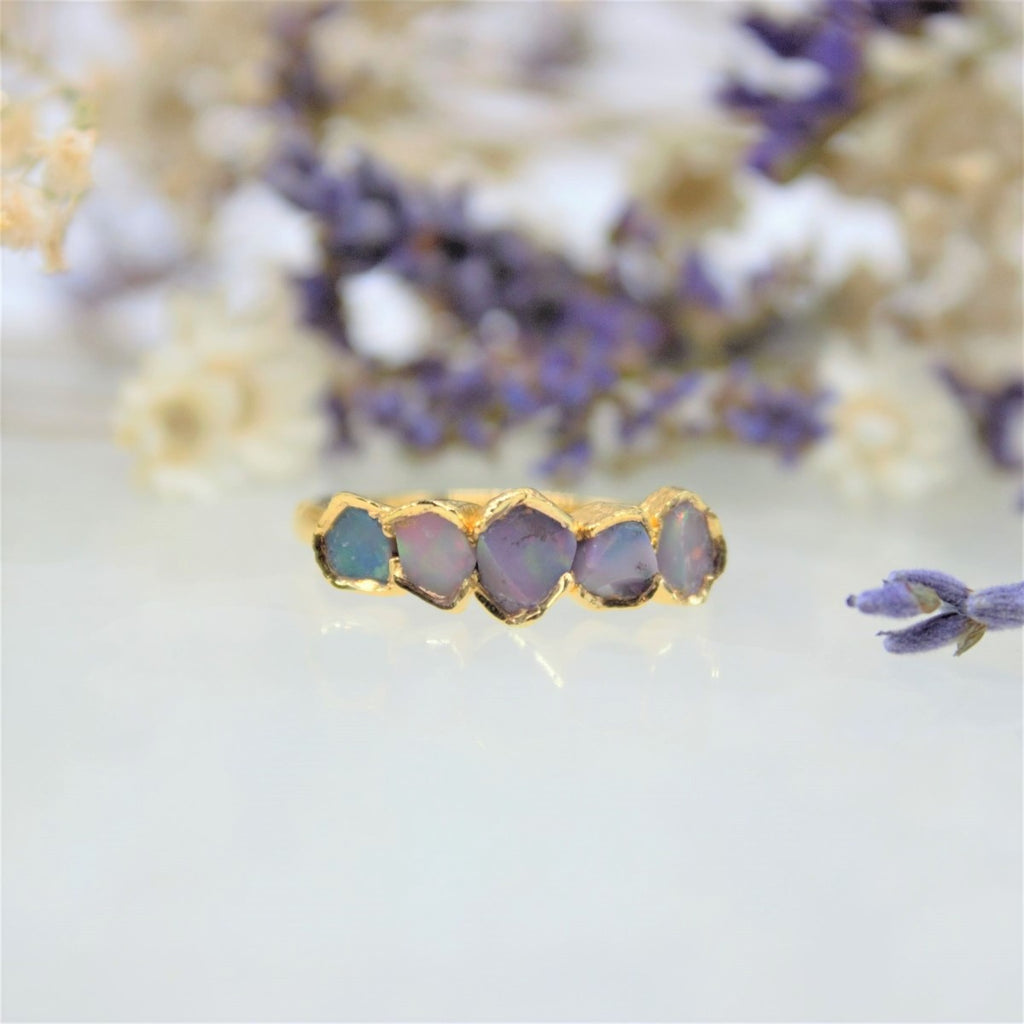 October | Opal Ring in Gold Vermeil