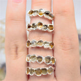 November | Citrine & Lemon Quartz Stacking Ring in Sterling Silver