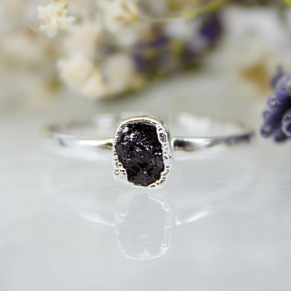 January | Garnet Stacking Ring in Sterling Silver