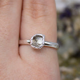 April | Herkimer Diamond Stacking Ring in Sterling Silver