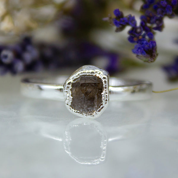 April | Herkimer Diamond Stacking Ring in Sterling Silver
