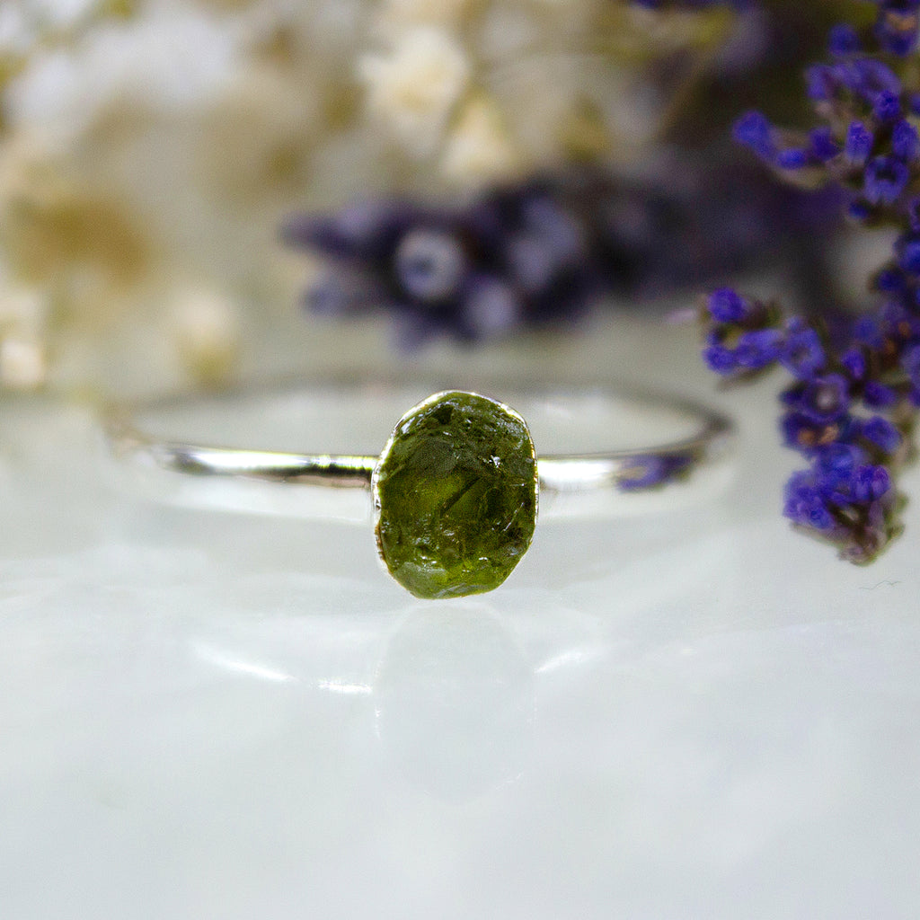 August | Peridot Stacking Ring in Sterling Silver