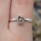 January | Rose Quartz Stacking Ring in Sterling Silver