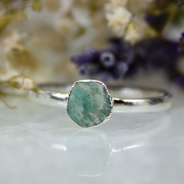 March | Amazonite Stacking Ring in Sterling Silver