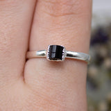 October | Black Tourmaline Stacking Ring in Sterling Silver